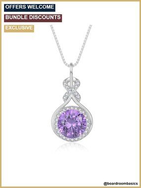925 Sterling Silver Infinity Birthstone Pendant Necklace 10mm Zircon